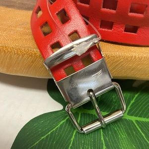 Vintage leather stenciled Cut out Belt